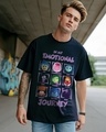 Shop Men's Navy Blue Emotional Journey Graphic Printed Oversized T-shirt-Front