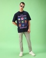 Shop Men's Navy Blue Emotional Journey Graphic Printed Oversized T-shirt