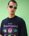 Shop Men's Navy Blue Emotional Journey Graphic Printed Oversized T-shirt