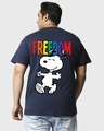 Shop Men's Navy Blue Freedom Snoopy Graphic Printed Plus Size T-shirt-Design