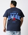 Shop Men's Navy Blue Gimme A Break Graphic Printed Plus Size T-shirt-Front