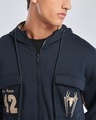 Shop Men's Navy Blue Spiderman Typography Oversized Zipper Hoodies