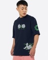 Shop Men's Navy Blue God Rick Graphic Printed Oversized T-shirt-Full