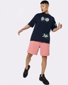 Shop Men's Navy Blue God Rick Graphic Printed Oversized T-shirt