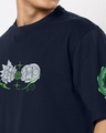 Shop Men's Navy Blue God Rick Graphic Printed Oversized T-shirt