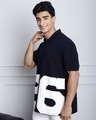 Shop Men's Navy Blue Graphic Printed Oversized Polo T-shirt-Design