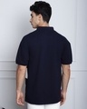 Shop Men's Navy Blue Graphic Printed Oversized Polo T-shirt-Full