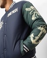 Shop Men's Navy Blue & Green One Piece Graphic Printed Oversized Puffer Jacket
