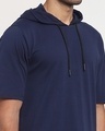 Shop Men's Navy Blue Half Sleeve Hoodie T-shirt