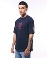 Shop Men's Navy Blue Heroes Are Made Graphic Printed Oversized T-shirt-Full