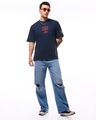 Shop Men's Navy Blue Heroes Are Made Graphic Printed Oversized T-shirt