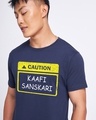 Shop Men's Navy Blue Kaafi Sanskari Typography T-shirt