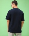 Shop Men's Navy Blue Lets Do Lunch Graphic Printed Oversized T-shirt-Full