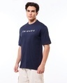 Shop Men's Navy Blue Life is Better with Friends Graphic Printed Oversized T-shirt-Full