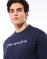 Shop Men's Navy Blue Life is Better with Friends Graphic Printed Oversized T-shirt