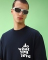 Shop Men's Navy Blue Log Off Graphic Printed Oversized T-shirt
