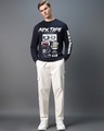 Shop Men's Navy Blue Mixtape Graphic Printed Oversized T-shirt