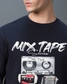 Shop Men's Navy Blue Mixtape Graphic Printed Oversized T-shirt