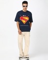 Shop Men's Navy Blue Superman Newgen Graphic Printed Oversized T-shirt