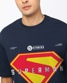 Shop Men's Navy Blue Superman Newgen Graphic Printed Oversized T-shirt