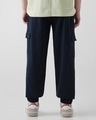 Shop Men's Navy Blue Oversized Cargo Jogger Pants-Full