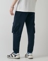 Shop Men's Navy Blue Oversized Cargo Joggers-Full