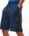 Shop Men's Navy Blue Color Block Oversized Cargo Shorts