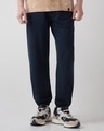 Shop Men's Navy Blue Oversized Joggers-Front