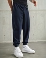 Shop Men's Navy Blue Oversized Joggers-Front