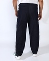 Shop Men's Navy Blue Oversized Plus Size Cargo Jeans-Full