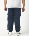 Shop Men's Navy Blue Oversized Plus Size Cargo Jogger Pants-Design