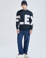 Shop Men's Navy Blue Typography Oversized Sweatshirt