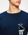 Shop Men's Navy Blue Peace Out Astronaut Graphic Printed T-shirt