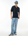 Shop Men's Navy Blue Flatknit Polo T-shirt