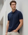 Shop Men's Navy Blue Polo T-shirt-Front