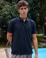 Shop Men's Navy Blue Polo T-shirt-Design
