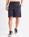 Shop Men's Navy Blue Side Panel Relaxed Fit Shorts-Front