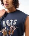 Shop Men's Navy Blue Rock N Roll Graphic Printed Boxy Fit Vest