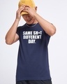 Shop Men's Navy Blue Same Sh*t Typography T-shirt-Front