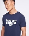 Shop Men's Navy Blue Same Sh*t Typography T-shirt