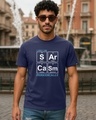 Shop Men's Navy Blue Sargasm Typography T-shirt-Front