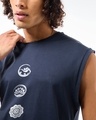 Shop Men's Navy Blue Seek Balance Graphic Printed Boxy Fit Vest