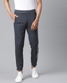 Shop Men's Navy Blue Solid Slim Fit Joggers-Front