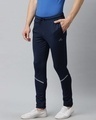 Shop Men's Navy Blue Solid Slim Fit Mid-Rise Track Pants-Design