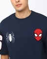Shop Men's Navy Blue Spider Man Typography Oversized T-shirt