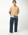 Shop Men's Navy Blue Straight Fit Cargo Pants-Full