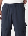 Shop Men's Navy Blue Super Loose Fit Nylon Cargo Jogger Pants