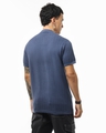 Shop Men's Navy Blue Textured Flatknit Polo T-shirt-Design