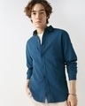 Shop Men's Navy Blue Textured Shirt-Front