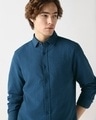 Shop Men's Navy Blue Textured Shirt